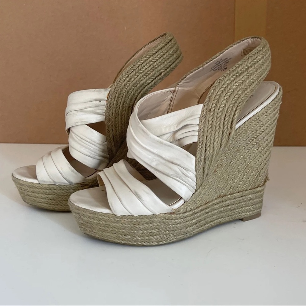 White leather wedges
